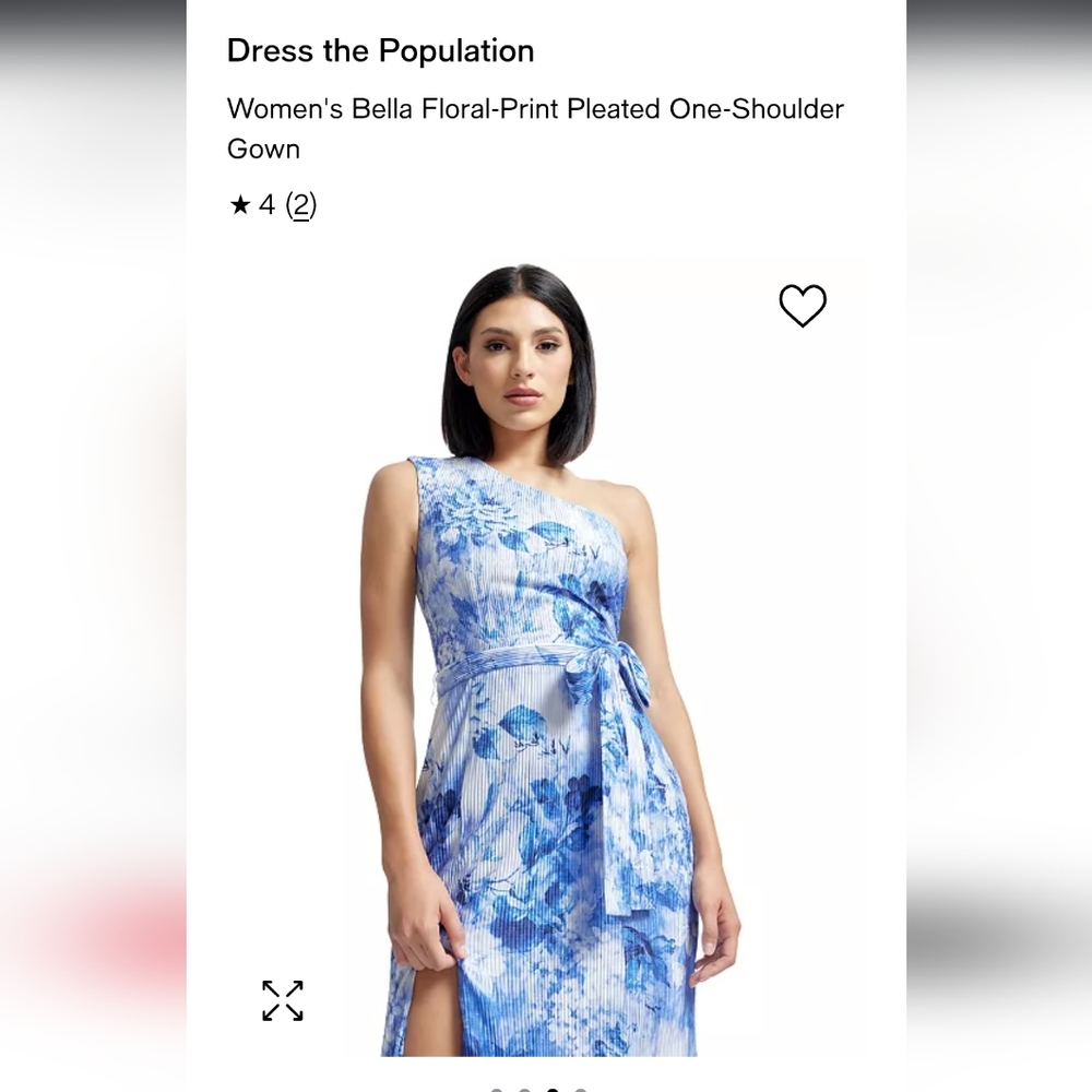Dress the Population Blue and White Asymmetrical High-Low Gown